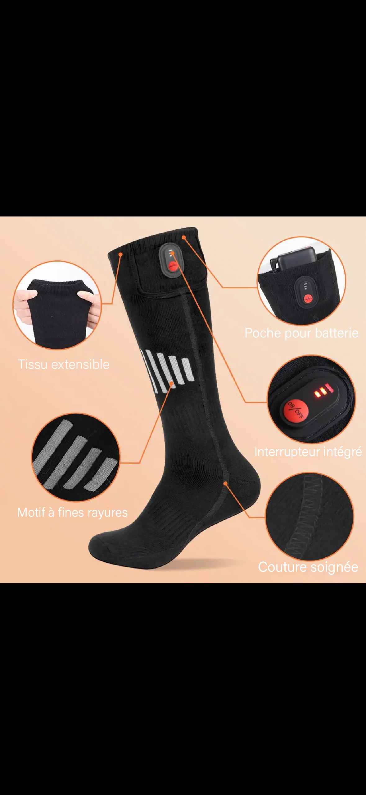 🧦 Chaussettes Chauffantes Rechargeables 65°C – Chaleur & Confort Tout l’Hiver ❄️