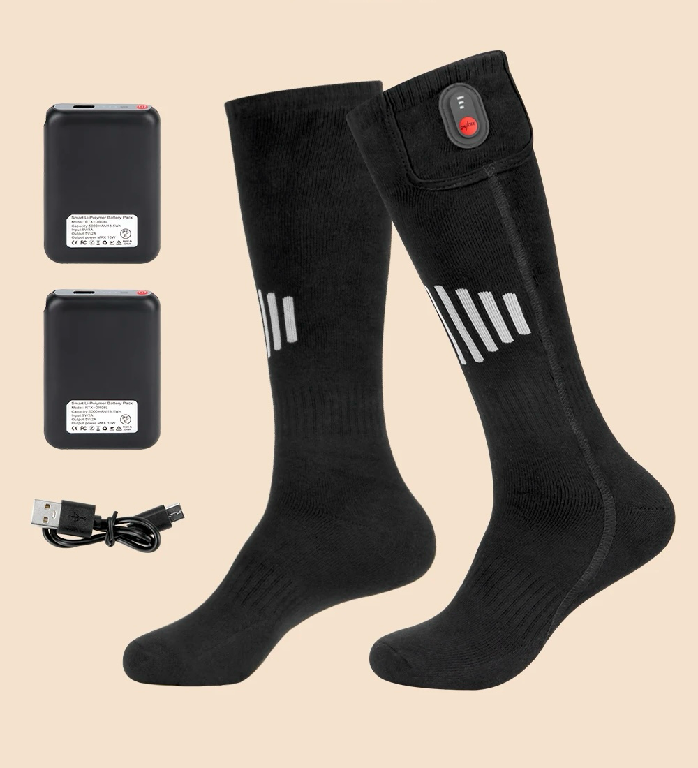 🧦 Chaussettes Chauffantes Rechargeables 65°C – Chaleur & Confort Tout l’Hiver ❄️